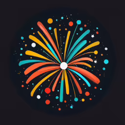fireworks bursting out in the middle of a black circle