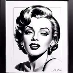 a drawing of a woman wearing a black and white hair