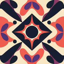 a large image of a colorful pattern on the floor,an ornate print with a large star at the center
