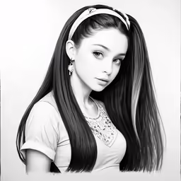 a beautiful black and white drawing of a girl