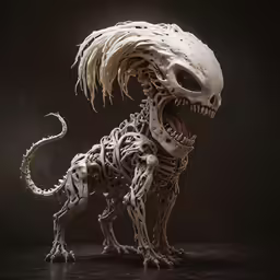 there is a skeleton sculpture of a dog