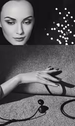 two photos of a woman wearing different styles of nails
