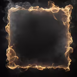 a square frame made out of smoke on black background