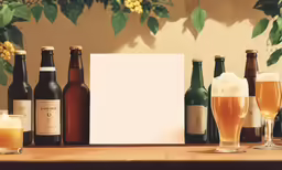 a number of different kinds of beers sitting near one another
