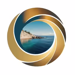 a round shaped photo with the sea in the background