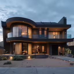 an unusual home has a modern look