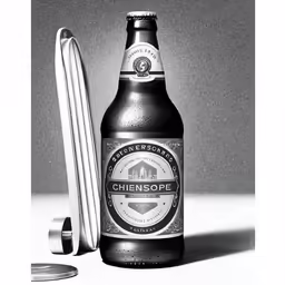 an image of a beer bottle and a tube with silver caps