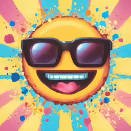 the picture has been painted and it is yellow with sunglasses on it