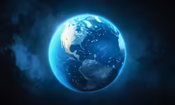 a digital artwork of the earth in the sky
