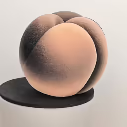 a large brown ball sitting on top of a white pedestal