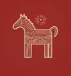 an illustration of a horse, with decorative design