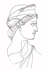 a drawing of a woman wearing a hat with long hair