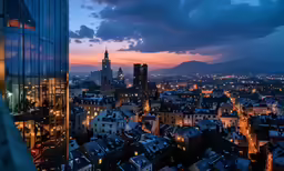 a very cloudy sky is seen above a city