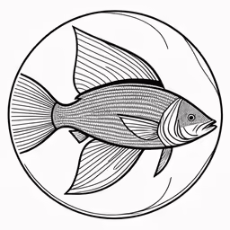 a fish inside a round on a white background