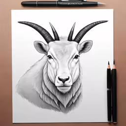 a drawing of an animal with horns