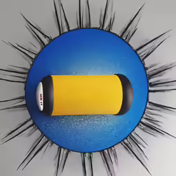 there is a black piece of paper on the floor with yellow spikes