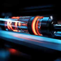 a colorful tube is shown with some orange light in it