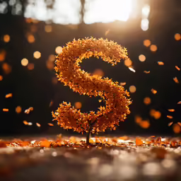 a close up of a number three with orange leafs