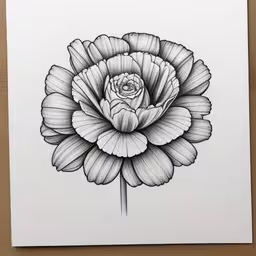 black and white drawing of a large flower,a black and white drawing of a flower