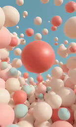 an aerial view of many balloons in the air