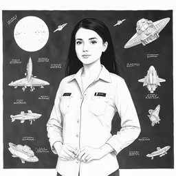 an art print of a woman in uniform