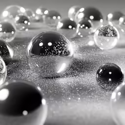 there are many glass balls on the ground