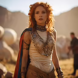 a woman with a large necklace and jewelry