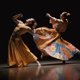 two women are performing a ballet scene in an auditorium