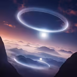 an alien is standing on top of a mountain and reaching up at the earth