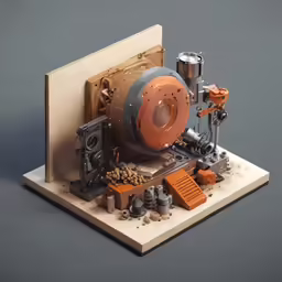 an assembled machine that includes gears and parts for a device