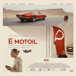 the movie poster shows a woman walking down a street, and in front of a car on