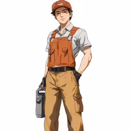 a man in a hat with an empty case on his shoulder