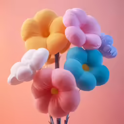 a group of flowers on top of a table