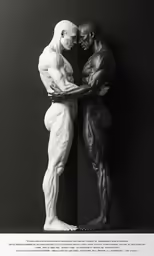 two male bodybursts are posed in opposite poses