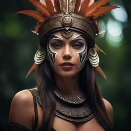 an image of a woman with white paint on her face
