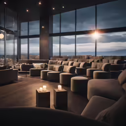 the lounge room is empty during the night