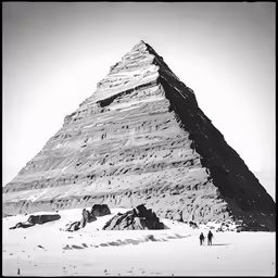 people standing in front of a tall stone structure