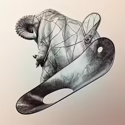 a drawing of a man jumping in the air on top of a sled