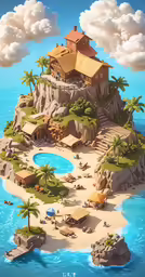 an island with a giant water hole sitting on top of it