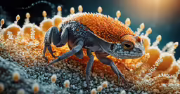 a small animal that is laying on a coral