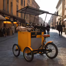 an image of an ice cream cart that is on the street