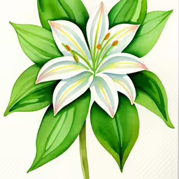 a flower with many green leaves in the center