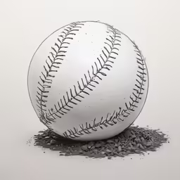 an image of a baseball lying on top of pebbles