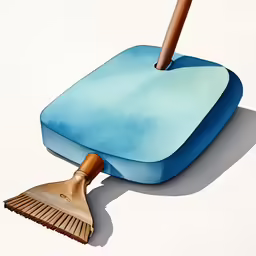an art work showing a brush on the back of a blue squirt