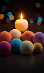 colorful balls of soap sit on top of a table