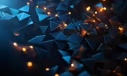 a black background with shiny glass shapes