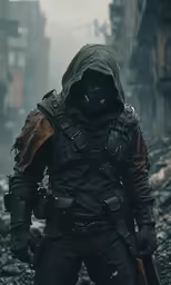 man in a hoodie in an old city