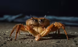 a close up of a spider with eyes looking up