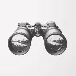 a pair of binoculars looking at the horizon