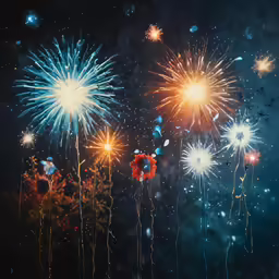 a colorful fireworks with lots of sparks in the sky
